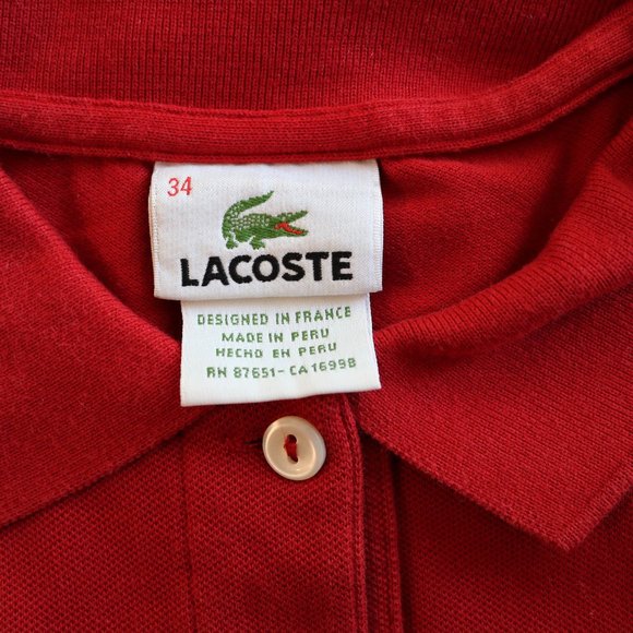 Sz 2 34 XS NWOT red women's LACOSTE Polo Top - Picture 3 of 5